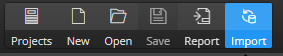 Import button on the main toolbar