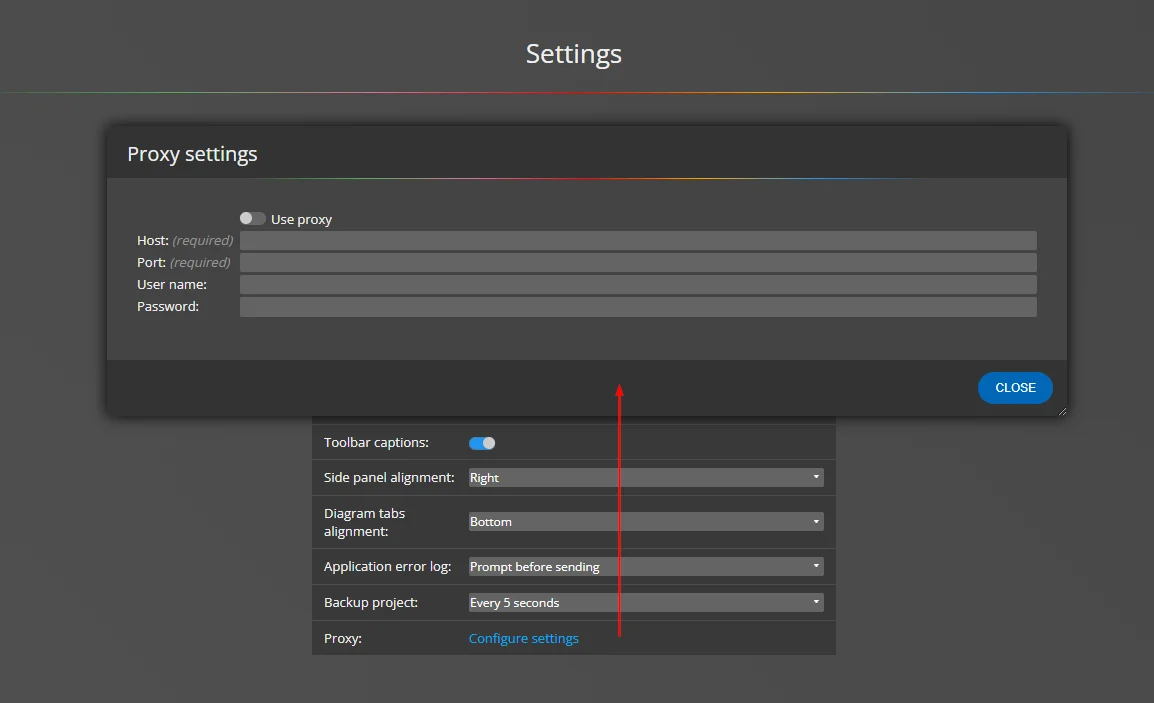 Proxy settings in Ideamerit Designer